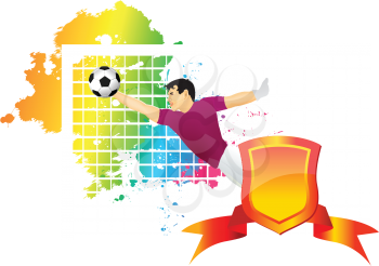 Royalty Free Clipart Image of a Goalie Making the Play in Soccer