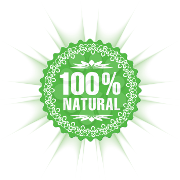 Royalty Free Clipart Image of a 100% Guarantee Natural Label