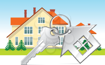 Royalty Free Clipart Image of a House and Keys