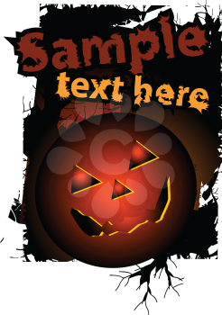 Royalty Free Clipart Image of a Halloween Background With a Jack-o-Lantern