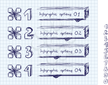 Doodle style number options banner for infographic.