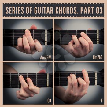A series of guitar chords with symbols. Part 03