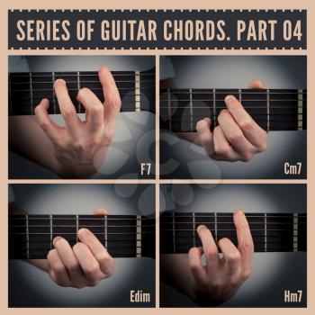 A series of guitar chords with symbols. Part 04