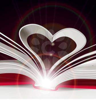 Heart from book pages. Vector close-up illustration 