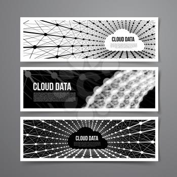 Cloud data connection technology. Vector set on grey background