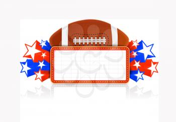 Marquee board announcement with american football ball. Vector illustration on white