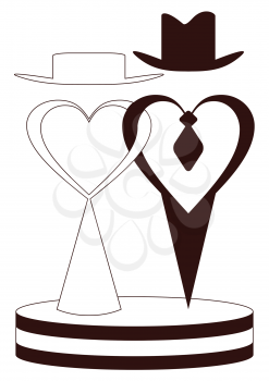 Royalty Free Clipart Image of a Fiance and Fiancee Symbol