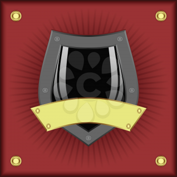 Shield on a red background
