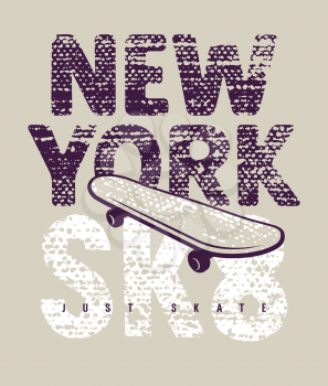 Skateboard typography. Tee graphics. New York skateboarding t-shirt design