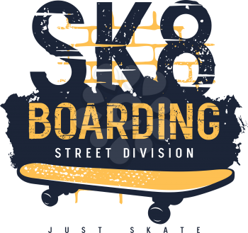 Skateboard t shirt design . Graphic Tee. Skateboarding typography. Vector illustration