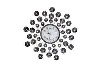Beautiful wall clock with many circles, isolated on white background