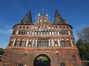 Holstentor (previously Holstein Tor, meaning Holsten Gate) in Luebeck, Germany