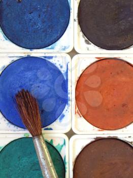 Painting tools colour palette and brushes