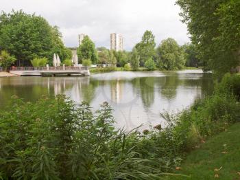 Pond in the Mittlerer Schlossgarten park in Stuttgart, Germany
