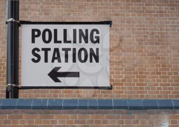 Polling station sign for UK general elections