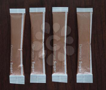 Demerara brown sugar bags for single use