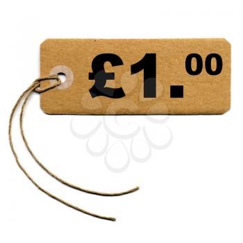 Price tag with string isolated over white - 1 Pound