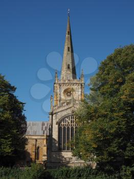 Holy Trinity church seen from River Avon in Stratford upon Avon, UK