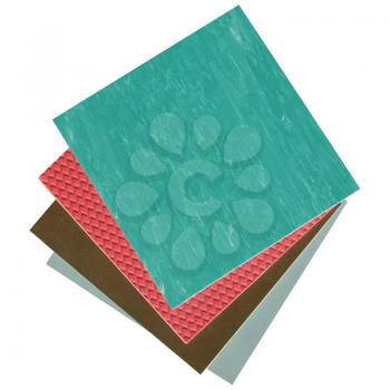 Coloured rubber or linoleum floor tiles sampler