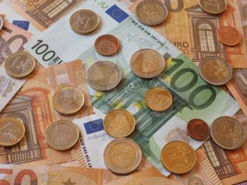 Euro banknotes and coins (EUR), currency of European Union