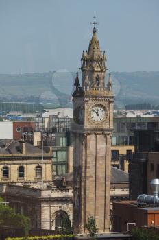 Leaning Albert Memorial Clock (aka Albert Clock) tower in Belfast, UK