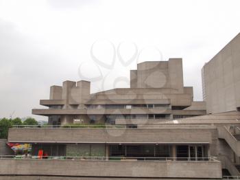 The National Theatre iconic new brutalist architecture in London England UK