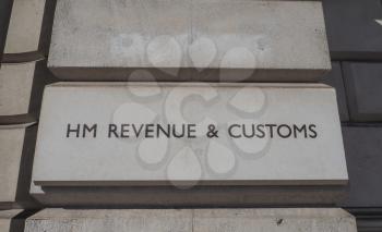 HMRC (Her Majesty Revenue and Customs) sign in London, UK