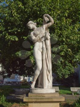 Ancient statue of Venus Aphrodite in the Oberer Schlossgarten park in Stuttgart, Germany