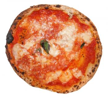 Italian Pizza Margherita (Margarita) with tomato and Mozzarella cheese isolated over white background