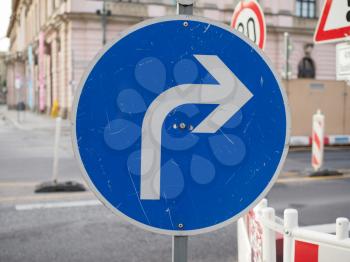 Regulatory signs,  Turn right ahead traffic sign