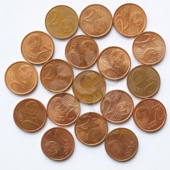 A bunch of Euro coins money (European currency) - My two cents