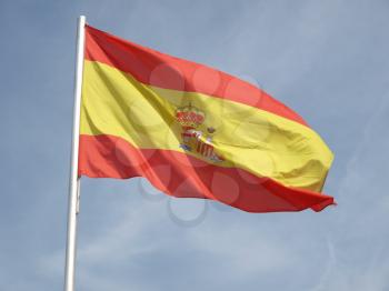 Flag of Spain over a blue sky