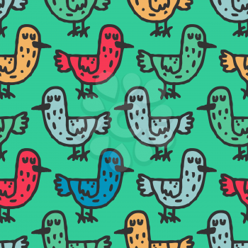 Birds child drawing pattern. Hand drawing ornament. Texture for childrens cloth
