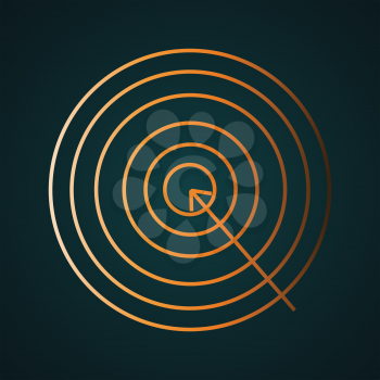 Gold archery target plate vector. Gradient gold concept with dark background