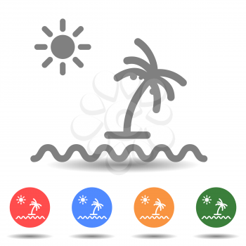 Palm coconut trees with sea and sun, summer concept