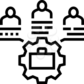 settings of business crowdsoursing line icon vector. settings of business crowdsoursing sign. isolated contour symbol black illustration