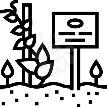 plant with nameplate line icon vector. plant with nameplate sign. isolated contour symbol black illustration