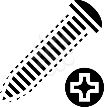 self-tapping screw glyph icon vector. self-tapping screw sign. isolated contour symbol black illustration