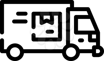 truck cargo delivering line icon vector. truck cargo delivering sign. isolated contour symbol black illustration