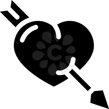 piarced heart glyph icon vector. piarced heart sign. isolated contour symbol black illustration