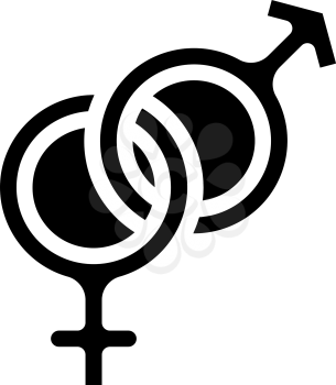 gender signs together glyph icon vector. gender signs together sign. isolated contour symbol black illustration