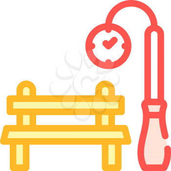 park bench and clock for date color icon vector. park bench and clock for date sign. isolated symbol illustration