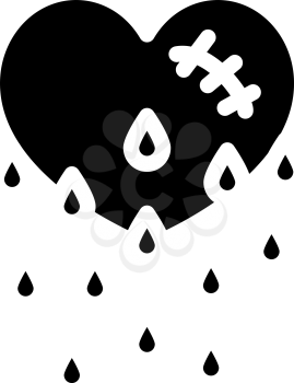 blooding heart glyph icon vector. blooding heart sign. isolated contour symbol black illustration