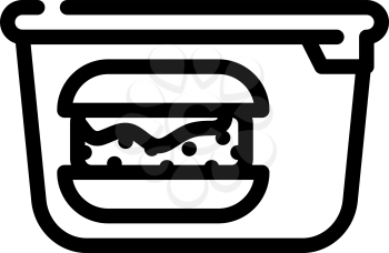 hamburger lunchbox line icon vector. hamburger lunchbox sign. isolated contour symbol black illustration