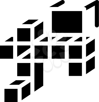 3d tasks glyph icon vector. 3d tasks sign. isolated contour symbol black illustration