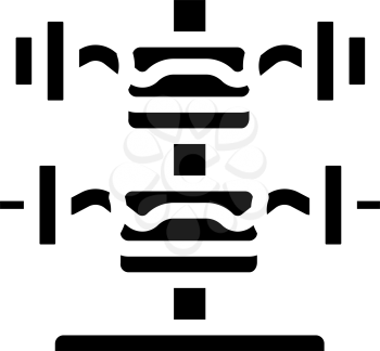 w-barbell gym equipment glyph icon vector. w-barbell gym equipment sign. isolated contour symbol black illustration