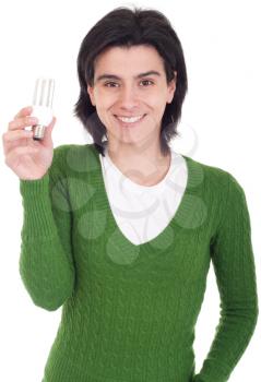 Royalty Free Photo of a Woman Holding a Light Bulb