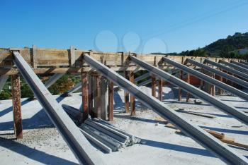 Royalty Free Photo of Framework of a House Roof Under Construction