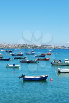 Royalty Free Photo of Boats in a Harbor in the Port of Cascais, Portugal