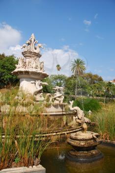 Royalty Free Photo of an Antique Fountain in Ajuda Garden, Portugal